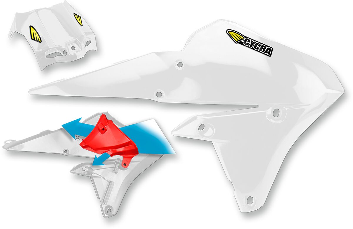 CYCRA POWERFLOW INTAKE RADIATOR SHROUDS W/AIRBOX COVER YAMAHA WHITE