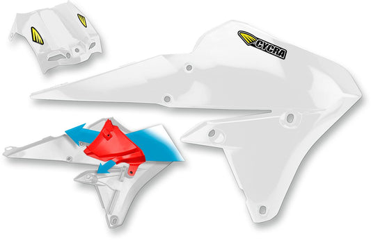 CYCRA POWERFLOW INTAKE RADIATOR SHROUDS W/AIRBOX COVER YAMAHA WHITE
