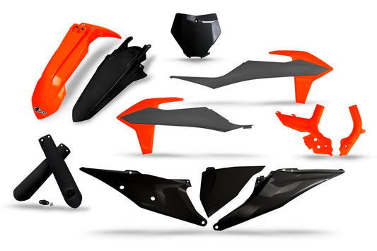 UFO Plast PLASTICS KIT FLU ORANGE BLACK KTM