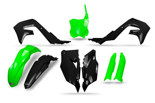 UFO Plast PLASTICS KIT GREEN BLACK KAWASAKI