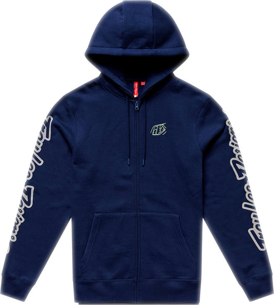 Zip Up Badge Hoodie Blauw & Navy L