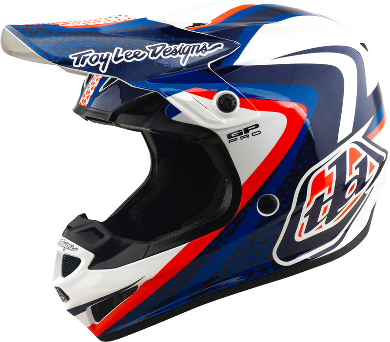 Troy Lee Designs GP Pro Mips Helm Slides Wit/Blauw