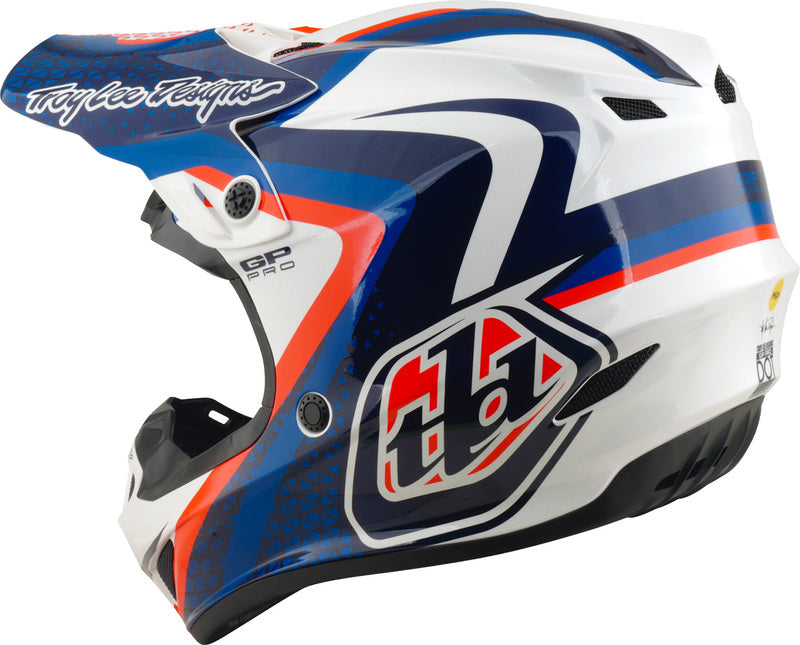 Troy Lee Designs GP Pro Mips Helm Slides Wit/Blauw