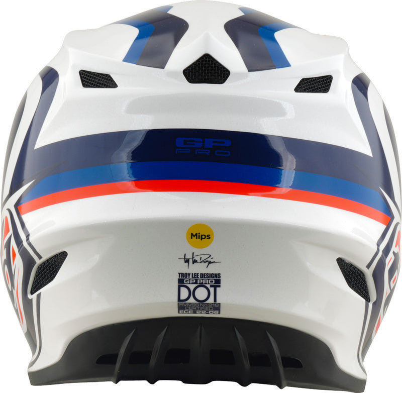 Troy Lee Designs GP Pro Mips Helm Slides Wit/Blauw