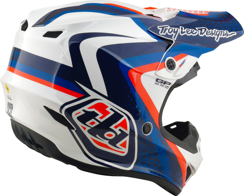 Troy Lee Designs GP Pro Mips Helm Slides Wit/Blauw