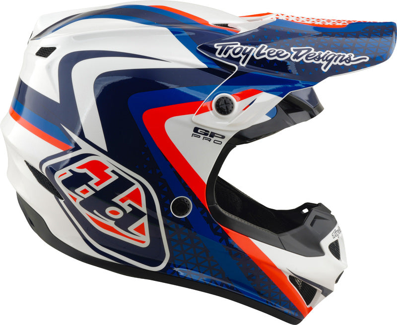 Troy Lee Designs GP Pro Mips Helm Slides Wit/Blauw