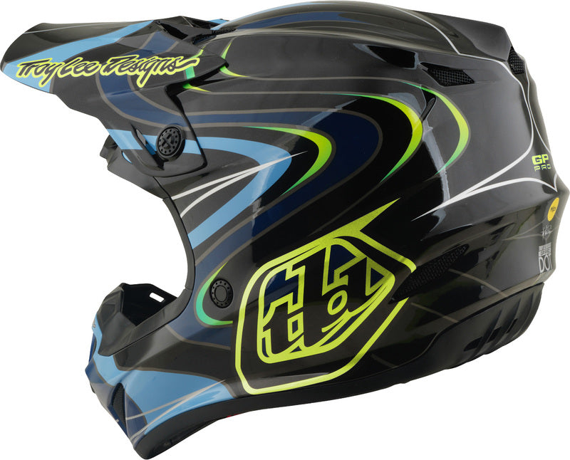 Troy Lee Designs GP Pro Mips Youth Kindermaat helm Pulse Zwart/Neon geel