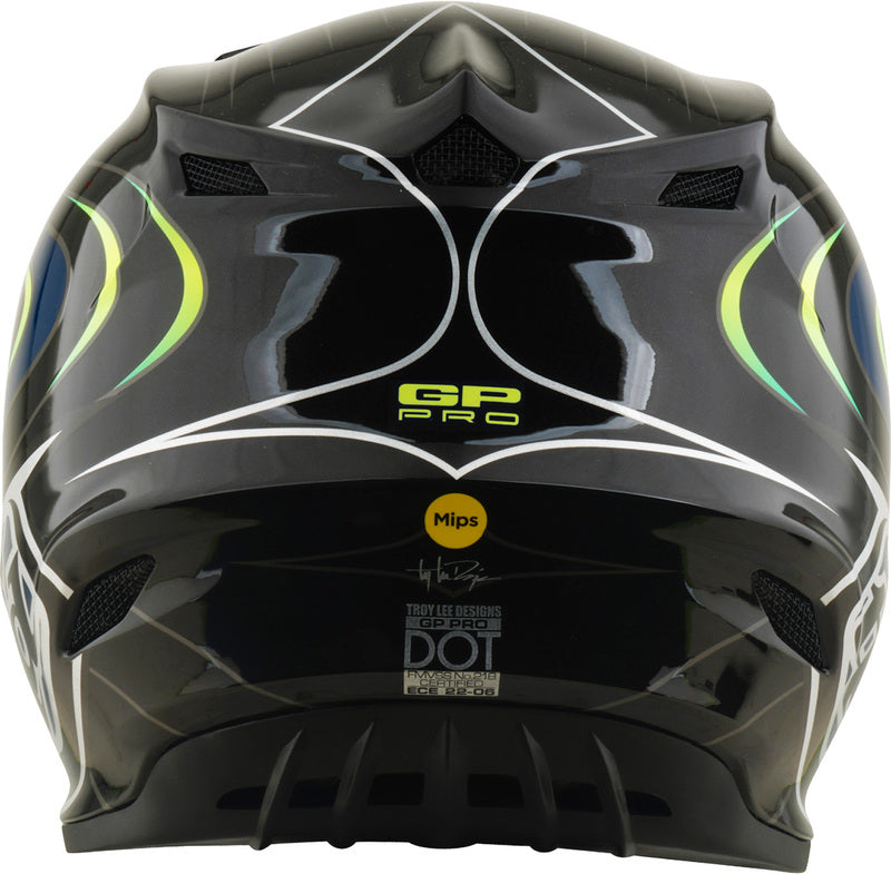 Troy Lee Designs GP Pro Mips Youth Kindermaat helm Pulse Zwart/Neon geel